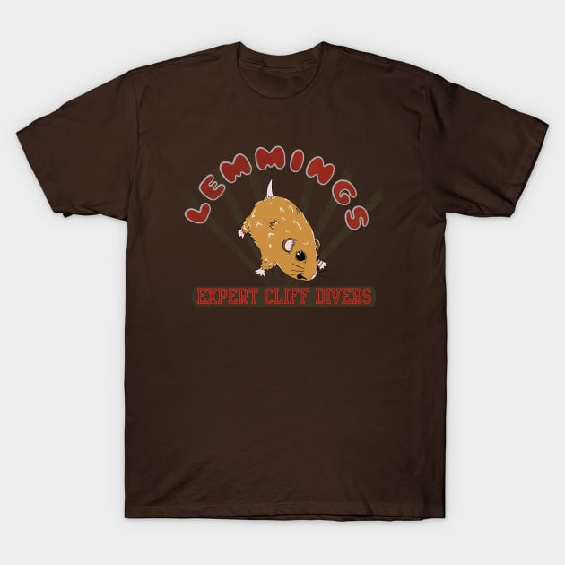 Jump, Lemmings, Jump! T-Shirt by bakaprod